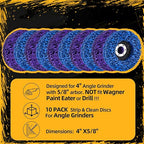 10 Pack Strip Discs Stripping Wheel 4 inch for Angle Grinder Clean and Remove Paint Coating Rust Welds Oxidation (4" x 5/8")