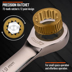 HORUSDY 12-Piece Metric Ratcheting Wrench Set | 8-19 mm | Ratchet Combination Wrenches Set with Organizer | 72-Teeth | Chrome Vanadium Steel