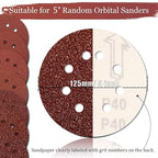 80 PCS 40 Grit Sanding Discs 5 inch, Hook and Loop Sandpaper for Random Orbital Sander