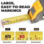 MulWark 2 Pack Metric Tape Measure, Easy Read Measuring Tape Retractable with Fractions 1/8, Both-Side Metal Blade, Magnetic Hook & Shockproof Case for Construction, Carpenter, Architect, Woodworking
