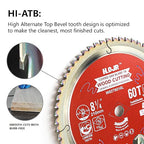 Woodworking Circular Saw Blade,8-1/4" 60-Tooth 5/8" Arbor,Fine Finish/General Purpose, Special Anti-Thermal Adhesion Coating on Cutting Head -TA,High Finish, Long Life,8-1/4" 60T TA