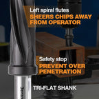 1/2" Bridge/Construction Reamer, M35 HSS Taper Chucking Reamer Drill Bit for Steel Alloy Aluminum Metal Wood Plastic, 1/2” Shank Chuck, Spiral Flutes, to Enlarge/Align Holes