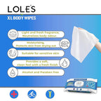 LOLE'S Body Wipes for Adults Bathing No Rinse XL – Bath Wipe for Adult - 96 Count - 2x48, Extra Large – Shower Wipes – Camping, Travel, Gym, Elderly Care, Women & Men – Fresh & Moisturizing
