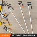 4-Pack 36 inch Bar Clamps, Long Wood Clamps Heavy Duty, Force 600 Lbs, Adjustable & Quick Release, 2.5 inch Throat Depth with Plastic Handle