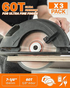 EASEWORK 7-1/4 Inch Circular Saw Blade, 60T, 5/8" Arbor, ATB TCT, 3-Pack, Ultra-Fine Finishing for Softwood & Hardwood Crosscutting, Fits DEWALT DCS570B, DCS577B, DWA171460, Diablo D0760A