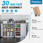 Pataku Metal Storage Cabinet, Garage Cabinet with Doors and Shelves 36" Hx32 Wx16 D, Steel Lockable File Cabinets for Office, Home, Garage, Basement, Industrial, Dark Grey