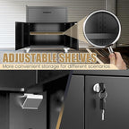 Metal Storage Cabinet, Locking Storage Cabinet with Drawer and Adjustable Shelf, Rolling Tool Cabinets for Garage, Office, Black, Assembly Required (18.4" D x 30.3" W x 35.39" H)