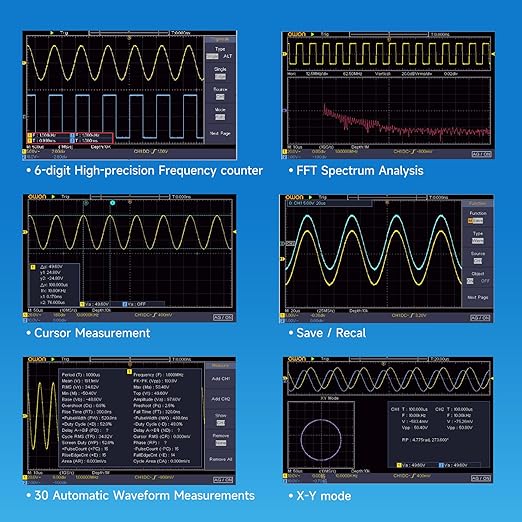 OWON Oscilloscope, OWON SDS220S Digital Oscilloscope 200MHz Bandwidth 2+1 Channel 1GSa/s Sample Rate with 25MHz Waveform Generator 7 inch LCD Display