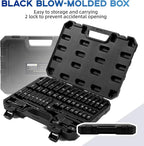 50-Piece 3/8" Drive Socket Set, SAE (5/16"-3/4") & Metric (8mm-22mm), Deep & Shallow, 72-Tooth Ratchet Wrench, Extension Bars, 1/2" F to 3/8" M Reducer, Universal Joint & Power Drill Adapter