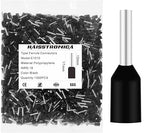 haisstronica 1000PCS Wire Ferrules Connectors,Black AWG18 Wire End Ferrule Terminals,Crimp Pin Cord End Terminals