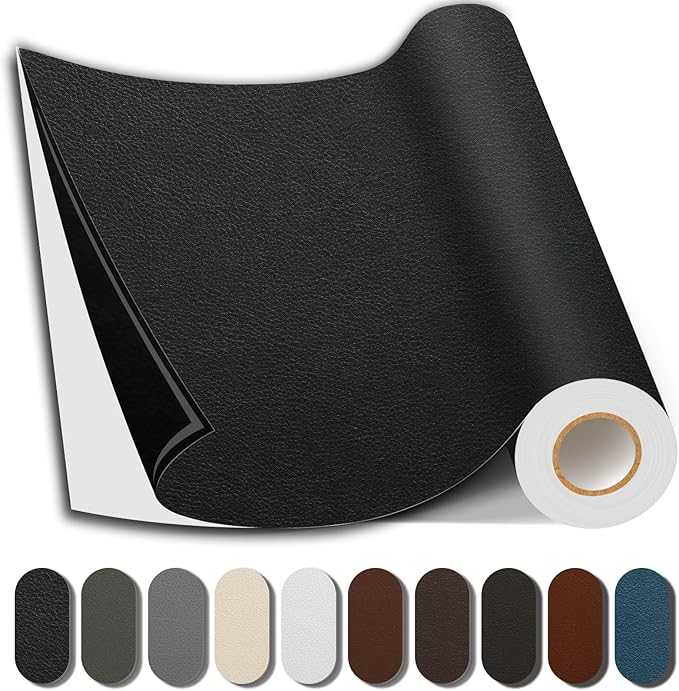 Shagoom Leather Repair Patch, 17X316 Inch Repair Patch Self Adhesive Waterproof, DIY Large Vinyl Patches for Couches, Furniture, Kitchen Cabinets, Wall （Black, 17X316 Inch）