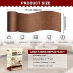Linen Repair Tape 4x79 inch, Self Adhesive Fabric Patches, Linen Patch Tape Kit, Fabric Repair Tape for Couch Sofas, Headboards, Chairs, Pillows, Curtains, Couches - Brown