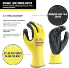 linconson 12 Pack Safety Performance Series Construction Mechanics Wrinkle Latex Work Gloves