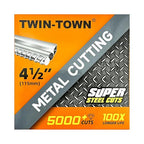 TWIN-TOWN 4 1/2" Diamond Cutting Wheel with 7/8" Arbor, Metal Cut Off Wheel, Carbide Cutting Wheel for Angle Grinder, 5000+ Cuts on Rebar, Steel, Iron, and INOX