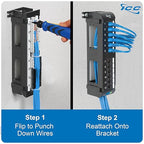 ICC CAT6 Patch Panel, UL Listed & PoE++ Rated Gigabit Applications, Wall Mount 12 Port Network Patch Panel with Rear 110 IDC Terminal Blocks and 89D Wall Mount Bracket, Black
