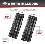 160Pcs ABS Socket Organizer Driver Socket Holder，ABS Tools-Socket Holder，1/4-Inch x 52 Clips，3/8-Inch x 60 Clips, 1/2-Inch x 48 Clips，Premium Quality Socket （2 Pack）
