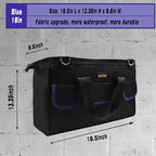 18 Inch Tool Bag, Waterproof Wide Mouth Tool Kit, Heavy Duty Tool Bag Organizer With Shoulder Straps, Tool Storage Package For Men/Women (18IN DarkBlue)