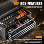 Crownland 8-Drawer Rolling Tool Chest with Wheels, Lockable 2 in 1 Detachable Tool Cabinet wit Drawers and Black Liners, Garage Top Toolbox & Bottom Storage Cart with Side Hooks(Black)