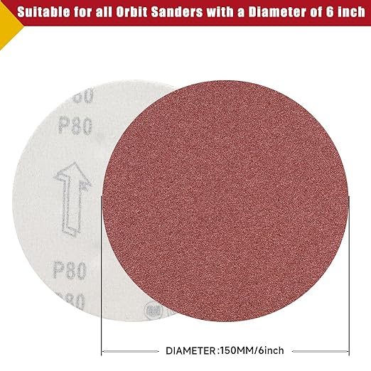 100 PCS 6 Inch Sanding Discs 320 Grit, 6 Hole Hook and Loop Sandpaper, Round Orbital Sand Paper Discs for Sander