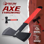 Dream Reach Throwing Axe Set - 3PCS Full Tang Handle Double Sided Throwing Hatchets with TPR Rubber Sleeve and Protective Sheaths for Recreation and Competition