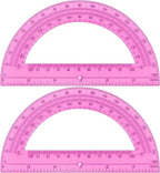 Plastic Protractor Math Protractors 180 Degrees for Geometry Classroom Student School Office Supplies, 6 Inch, Pack of 2 (Pink)