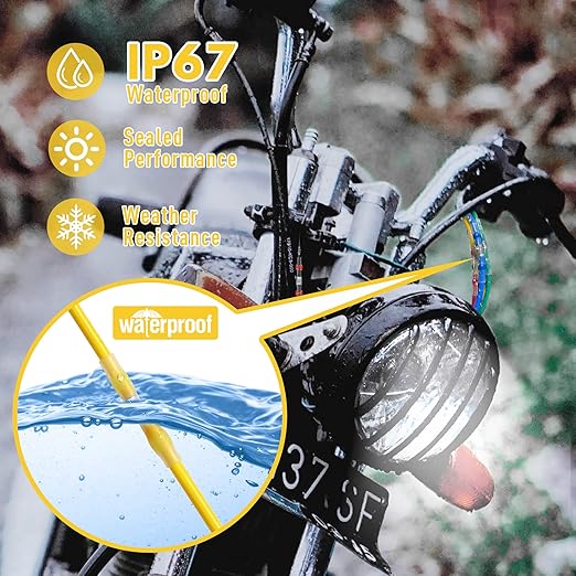 Kuject 200PCS Solder Seal Wire Connectors AWG 12-10, Yellow Solder Seal Heat Shrink Butt Connectors Terminals Solder Sleeve Waterproof Wire Splice Connector for Marine Boat Wire Joint