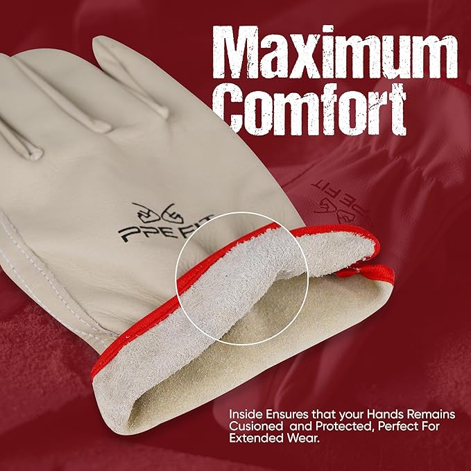 12 Pairs Leather Work Gloves, Durable Hand Protection for All Environments, Perfect for Industrial & Residential Use