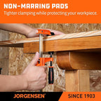 Jorgensen 2-Pack Steel Bar Clamp Set, 4-inch Light Duty, 300 Lbs Load Limit, for Woodworking