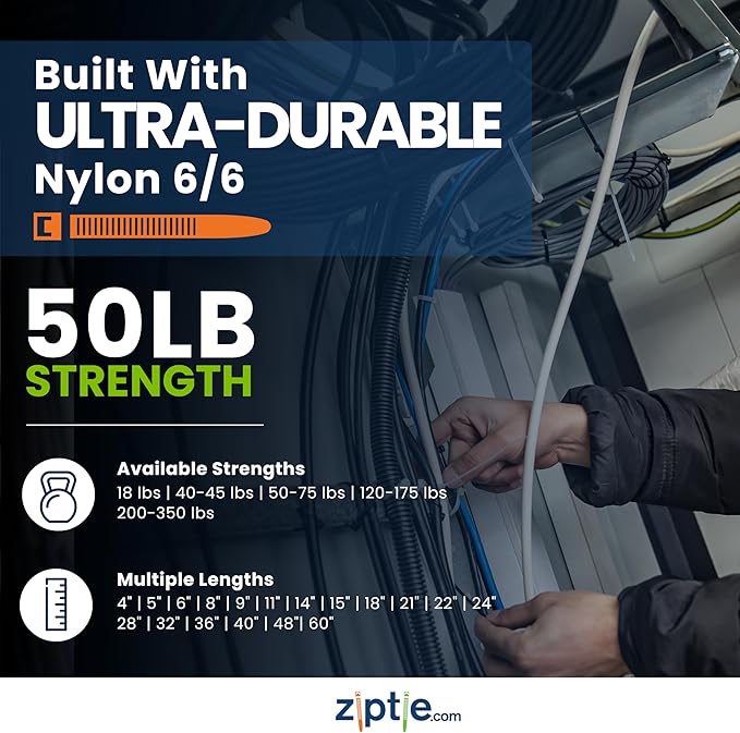 ZipTie.com 15-Inch Natural Releasable Pawl Zip Ties - 50-lb Tensile Strength Cord Management - UL Listed Reusable Cable Ties - UL 21 Listed, UV Resistant, Indoor & Outdoor Multi-Purpose (100-Pack)