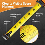 Teslong 3 Pack 25 ft Tape Measure, Retractable Magnetic Measuring Tape, 1/8 Fractions Easy Read Measuring Tape, Self-Locking Tape Measurer with Accuracy 1/32, Magnetic Tip Hook and Belt Clip