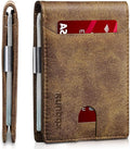 RUNBOX Slim Wallets for Men - Leather Money Clip Mens Wallet - RFID Blocking Front Pocket Bifold Wallet - Minimalist Credit Card Holder with Gift Box