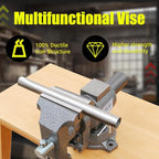 FATO 5-inch Heavy Duty Bench Vise, 360°-Degree Ductile Iron Bench Vise Multi-Purpose Swivel Base and Head With Anvil, Utility Combination Pipe Home Vise for Woodworking