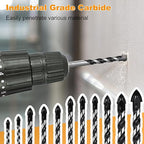 Masonry Drill Bit Set & Carbide Drill Bits, Extension Professional Drill Bit Set (11PCS) for Glass/Brick/Plastic/Cement/Wood/Tile/Etc, Industrial Strength Carbide Drill Bit Tip, 1/8"-1/2" by TITGGI