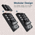 True Mods 12 Way Fuse Block with 12 Ground Negative Busbar for Automotive [12V - 32V DC] [100 Amp Max] [Modular Design] [ATC/ATO Fuses] [LED Indicator] Auto Marine Ground Terminal Fuse Box