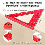 8 inch Carpenter Square, 1/16" Precision Hole Scribing Square Tools, 0-90° Aluminum Alloy Rafter Square, Woodworking Square & Carpenter Pencils 12 Refills