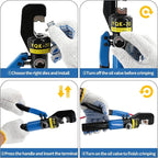 10T Hydraulic Lug Crimper Tool 12 AWG to 2/0 AWG Battery Cable Crimper Hydraulic Crimping Tool Electrical Terminal Wire Crimper with 9 Pairs of Dies Kit, Blue