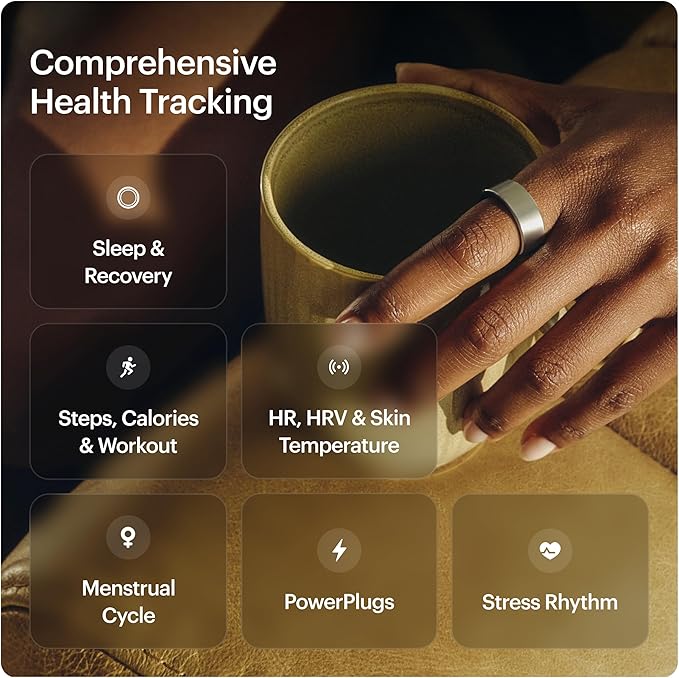 ULTRAHUMAN Ring AIR-Smart Ring Health Tracker, Size First Sizing Kit,Sleep Tracker,Smart Ring for Men/Women,Fitness Tracker (Made in The USA, Raw Titanium, 6)