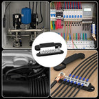 Marine Bus Bar 12V 150A Power Distribution Block 1/4" Stud & 12 x #8 Terminal Screws 12 Volt DC Ground Battery Bus Bar for Boat Automotive Solar Wiring
