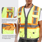 Reflective Safety Vest for Men and Women - Class 2 High Visibility Construction Vest - Dual Tone Reflective Strips