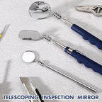 3 Pieces Telescoping Inspection Mirror Stainless Steel Extendable Mechanic Mirror with Long Handle Tool for Technicians Mechanics Contractors (50/25/30 mm,Round,Oval,Round)