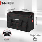 WORKPRO 14-inch Tool Bag, Multi-pocket Tool Organizer with Adjustable Shoulder Strap, W081021A , black