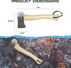Prandi Axes Camping C45 Forged Carbon Steel Hatchet - Hickory Handle with Leather String - Ideal for Camping, Travel and Bushcraft - S/N 3.051.05.CH - 13" L x 5.22" W, 500g Polished Head, No Sheath