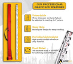 AdirPro 14-Foot Aluminum Grade Rod – 10ths, Dual Sided 4-Section Telescopic Leveling Rod – Bubble Level and Soft Carrying Case Included