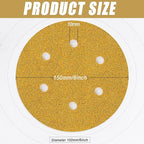 6 Inch - 6 Hole Hook and Loop Sanding Discs 60 Grit, Random Orbital Sandpaper for Automotive and Woodworking - 100 Pack