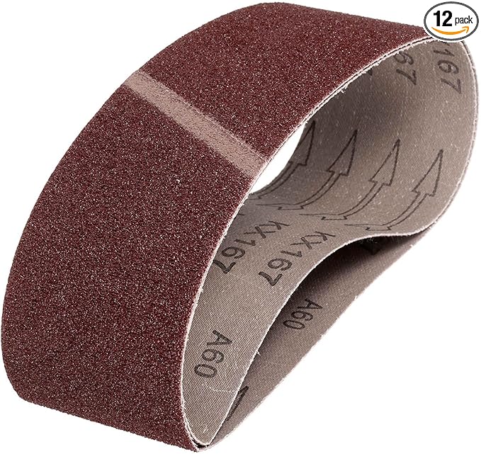 HARFINGTON 3 x 21 Inch Sanding Belts, 12 Pcs 60 Grits Aluminum Oxide Abrasive Belt Sander File Belt for Woodworking, Metal Polishing, Knife Sharpener