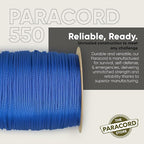 The Paracord Store | Type III 550 Paracord - 1000 FT Spool, Electric Blue | Heavy Duty 7 Strand Tactical Paracord - USA Made Nylon Outdoor Parachute Cord for Camping, Fishing & More - Survival Cord