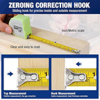 WORKPRO Mini Tape Measure, 3 Pcs 12FT Auto-Lock Easy Reading Tape Measurement, Inch/Metric Scale Pocket Size Small Tape Measure for Engineer, Portable, Lightweight, ABS Protective Casing
