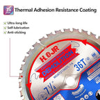 2-Pack 7-1/4" 36 Tooth 5/8" Arbor Demolition Circular Saw Blade Woodworking TA Series, Demolition/Framing, Special Anti-Heat Adhesion Coating on Cutting Head -TA, DEM 7-1/4"36T-TA