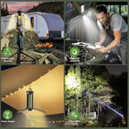 Rechargeable Camping Light with Stand - 54" Tall Cordless Work Light Portable USB Tripod Lights 2000 Lumen 3 Page Head with Carrying Bag for Outdoor Hiking Workshop Job Site(Green-B)