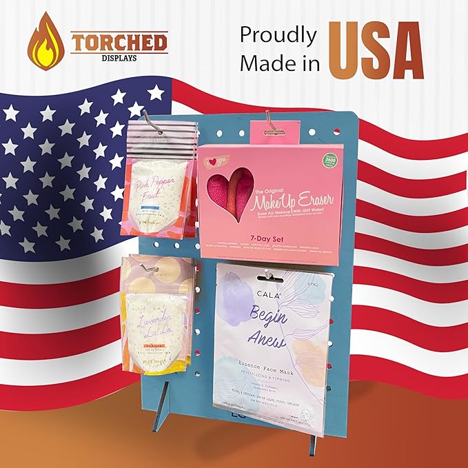 Torched Pegboard Display Stand for Jewelry, Craft Shows, Selling, Vendor Events, Tools, Peg Board Accessories Rack Organizer, Medium 8" L x 4.3" W x 12" H, Pink